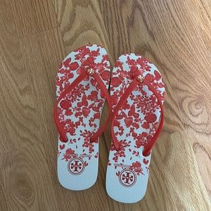 Tory Burch flip flops Red floral